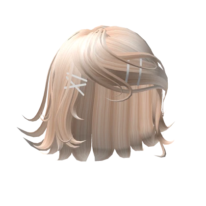♡ blonde choppy bob side swept bangs w hairclips