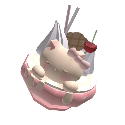 Pink Sleepy Kitty Icecream Sundae