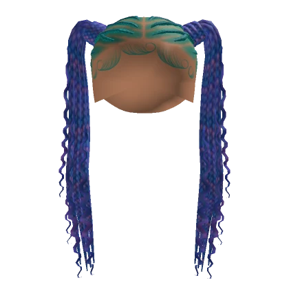 Cornrow Pigtails [Teal Roots W/ Blue & Purple]