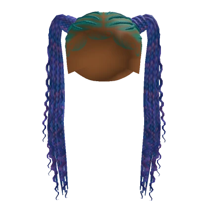 Cornrow Pigtails [Teal Roots W/ Blue & Purple]