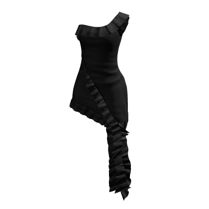 🇵🇸 Black Ruffle Prom Dress