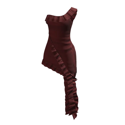 🇵🇸  Red Ruffle Prom Dress