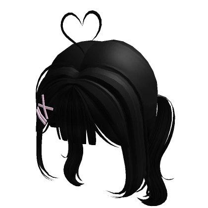 ♡ cutecore heart long pigtails w/ hairclip black