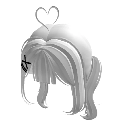 ♡ cutecore heart long pigtails w/ hairclip white