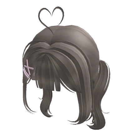 ♡ cutecore heart long pigtails w/ hairclip grey