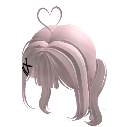 ♡ cutecore heart long pigtails w/ hairclip pink