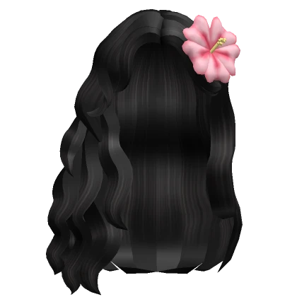 Wavy Summer hairstyle w/ flower in Black