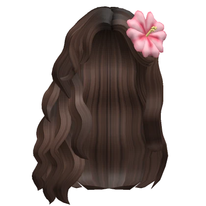 Wavy Summer hairstyle w/ flower in Brown