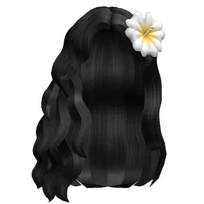 Wavy Summer hairstyle w/ flower in Black