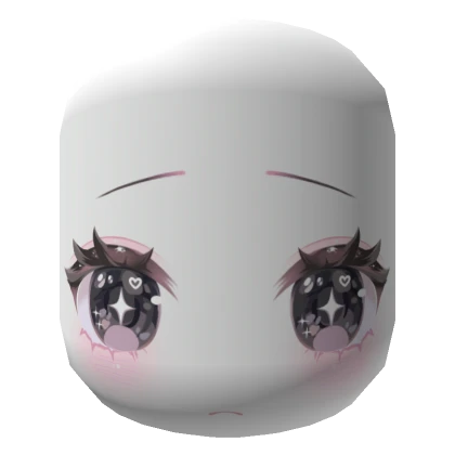 ♡ cutecore starry eyes chibi kawaii face black