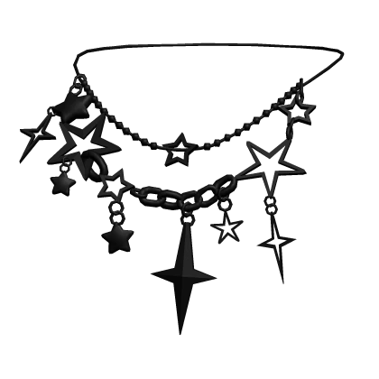 Y2k Black Star Necklace w Pearls