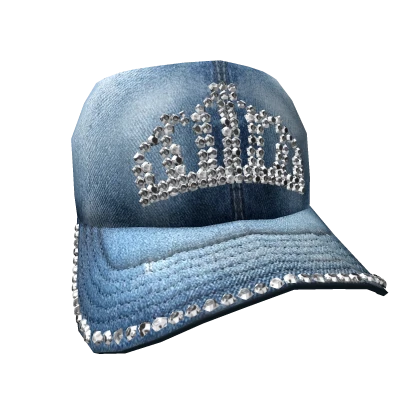 2000s Rhinestones Princess Cap In Denim / Right 