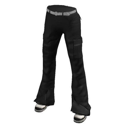 Y2K Cargo Flare Pants Black