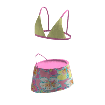 Bikini flower set yellow and pink