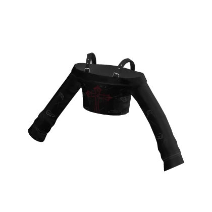 Black Red Cross Distressed Off-Shoulder