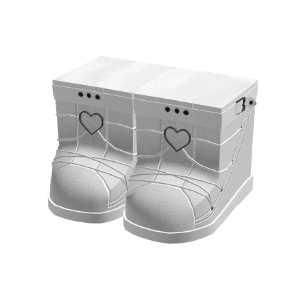 Goth Heart White Boots