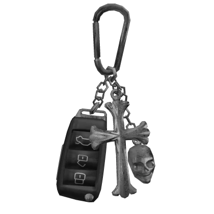 Chrome Cross Skull Car Keys Keychain