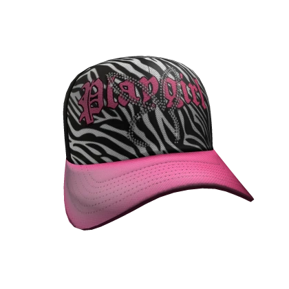 2000s Rhinestone Bunny Cap (Pink and Zebra)