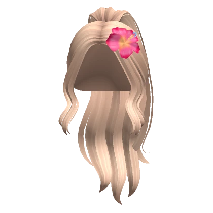 Wavy Summer Ponytail w/ Hibiscus (Blonde)