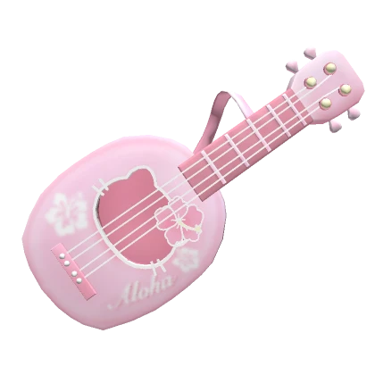 Pink Flower Kawaii Cat Beach Aloha Guitar 3.0