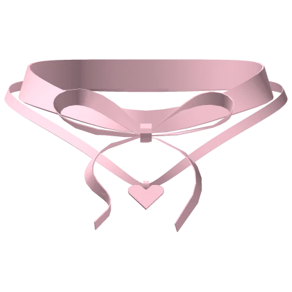 Valentines Cute Doll Ribbon Heart Necklace Pink