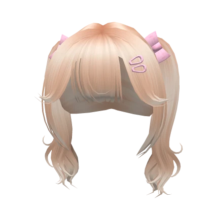 blonde kawaii dolly messy pigtails w bow clips ☆