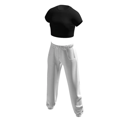 Sweatpants w/ Crop Top White & Black