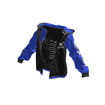 Y2K HOODED BLUE VARSITY JACKET