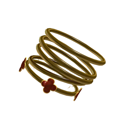 Right Gold Bracelets w/ Red Clover Charms 3.0