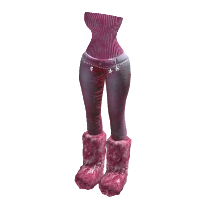 Y2K Pink Outfit Chain Fuzzy Boots