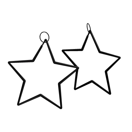Y2K Star Hoop Earrings Black