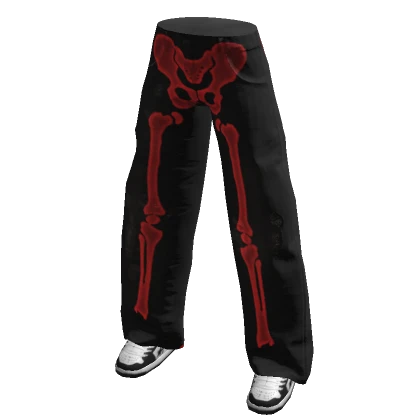 Black & Red Bones Baggy Fit Jeans