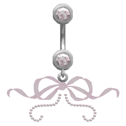 ꒰┊pink & pearl ribbon belly piercing (3.0)