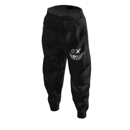 y2k wicked smile tracksuit pants - black