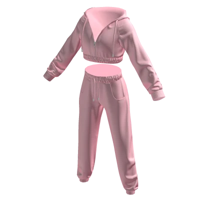 Pink Cropped Tracksuit