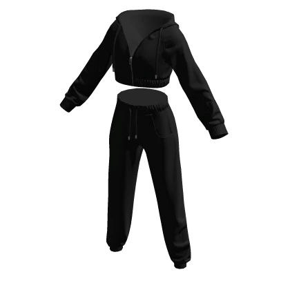 Black Cropped Tracksuit