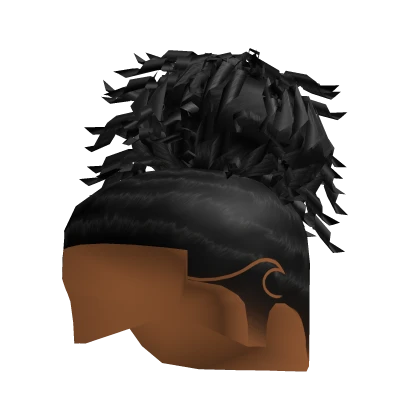Black Curly Bun Taper Fade