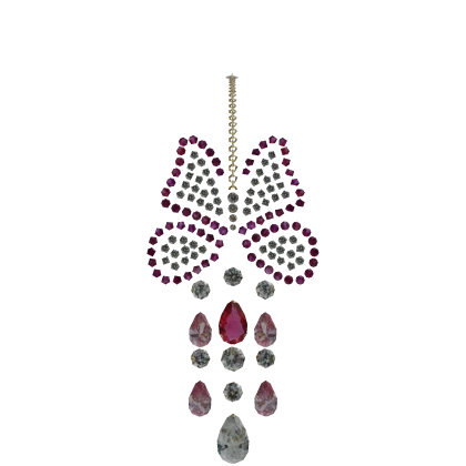 Gold & Hot Pink Butterfly Gemstone Jeweled Tikka