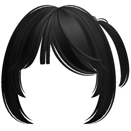 Cute Side Pigtail Soft Anime Bangs (Black)