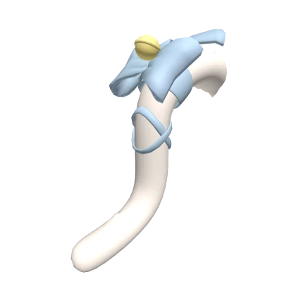 White Fluffy Cat Tail w/ Blue Bow