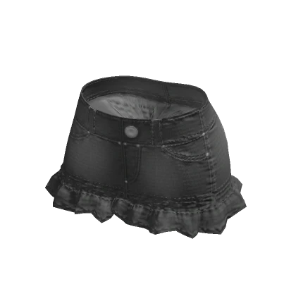 Y2K Black Denim Ruffled Miniskirt 