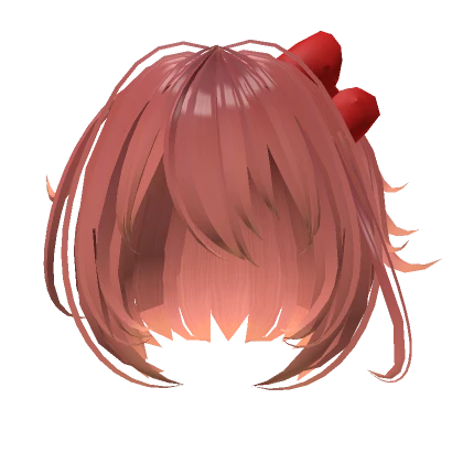 Short Messy Wolf Hair Pigtail- Coral Pink (Sayori)