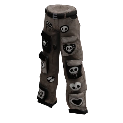 ☠ Brown Doodled Kawaii Emo Cargo