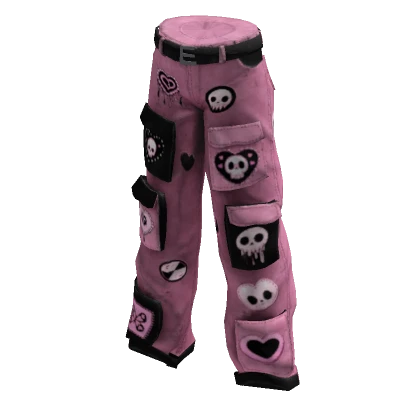 ☠ Pink Doodled Kawaii Emo Cargo