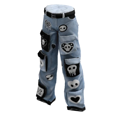 ☠ Blue Doodled Kawaii Emo Cargo