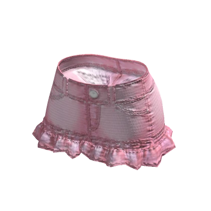 Y2K Baby Pink Denim Ruffled Miniskirt 