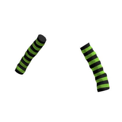 ♡ emo green black striped arm warmers