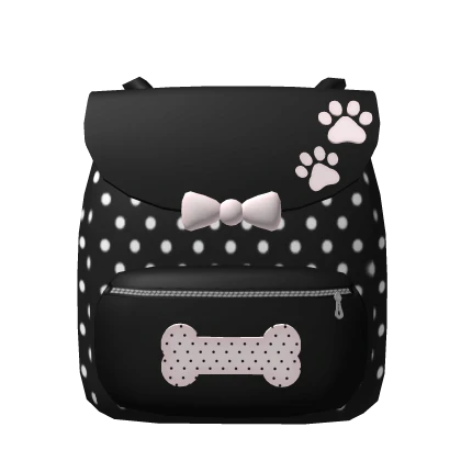 ୨୧ ꒰ kawaii puppy dotted backpack in black 3.0 ꒱