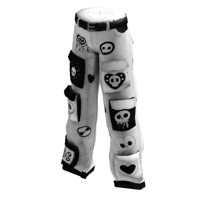 ☠ White Doodled Kawaii Emo Cargo