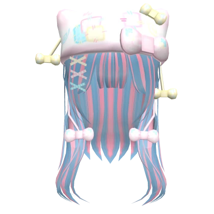 bubblegum layered hair w kawaii patchwork beanie